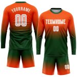 Custom Orange White-Green Fade Soccer Uniform Jersey Long Sleeve Sublimation Custom Orange White-Green Sublimation Long Sleeve - Image 2