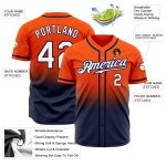 Orange Navy White Custom Fade Baseball Jersey - Authentic Fashion Style Custom Orange White-Navy Authentic Fade Fashion Baseball - Image 2