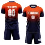 Orange White Navy Custom Soccer Uniform Jersey - Fashion Sublimation Fade Design Custom Orange White-Navy Sublimation Fade - Image 2