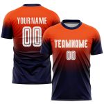 Orange White Navy Custom Soccer Uniform Jersey - Fashion Sublimation Fade Design Custom Orange White-Navy Sublimation Fade