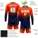 Custom Orange White Navy Soccer Jersey Long Sleeve Sublimation Fashion Uniform Custom Orange White-Navy Sublimation Long - Image 3