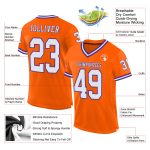 Orange White Purple Custom Mesh Throwback Football Jersey - Authentic Fit Custom Orange White-Purple Mesh Authentic Throwback - Image 2