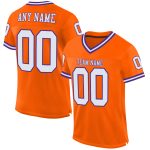 Orange White Purple Custom Mesh Throwback Football Jersey - Authentic Fit Custom Orange White-Purple Mesh Authentic Throwback