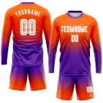 Custom Soccer Uniform Jersey - Orange White Purple Sublimation Long Sleeve Fade Fashion Custom Orange White-Purple Sublimation - Image 2