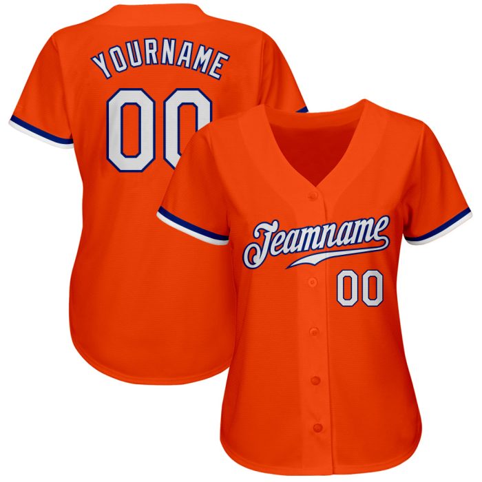 Custom Orange and White Baseball Jersey - Royal Authentic Design Custom Orange White-Royal Authentic Baseball Jersey - Image 2