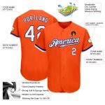Custom Orange and White Baseball Jersey - Royal Authentic Design Custom Orange White-Royal Authentic Baseball Jersey - Image 3