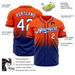 Custom Orange White-Royal Authentic Fade Fashion Baseball Jersey for Men and Women Custom Orange White-Royal Authentic Fade - Image 2