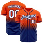 Custom Orange White-Royal Authentic Fade Fashion Baseball Jersey for Men and Women Custom Orange White-Royal Authentic Fade
