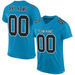 Custom Panther Blue Black-White Mesh Authentic Football Jersey for Men, Personalized Sports Apparel, Team Gear Custom Panther