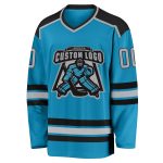 Custom Panther Blue Gray Black Hockey Jersey - Personalized Hockey Apparel Custom Panther Blue Gray-Black Hockey Jersey - Image 2