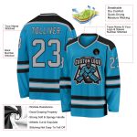 Custom Panther Blue Gray Black Hockey Jersey - Personalized Hockey Apparel Custom Panther Blue Gray-Black Hockey Jersey - Image 3