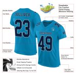 Panther Blue Navy Gray Custom Authentic Football Jersey Mesh Design Custom Panther Blue Navy-Gray Mesh Authentic Football - Image 2