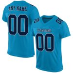 Panther Blue Navy Gray Custom Authentic Football Jersey Mesh Design Custom Panther Blue Navy-Gray Mesh Authentic Football