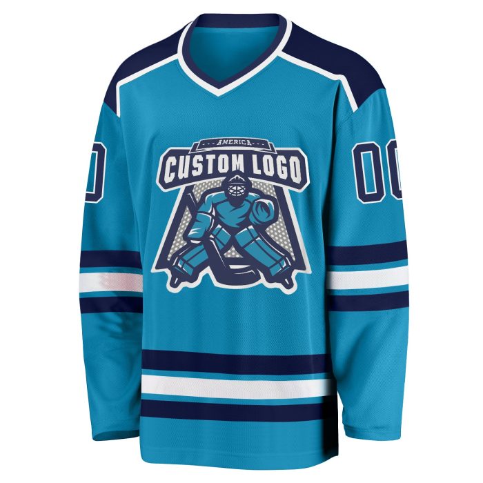 Custom Panther Hockey Jersey - Navy Blue & White Team Jersey for Men and Women Custom Panther Blue Navy-White Hockey Jersey - Image 2