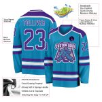 Panther Hockey Jersey Custom Blue Purple White Design - Personalized Team Sports Jersey Custom Panther Blue Purple-White - Image 3