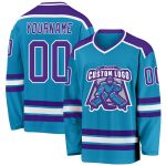 Panther Hockey Jersey Custom Blue Purple White Design - Personalized Team Sports Jersey Custom Panther Blue Purple-White