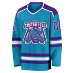 Panther Hockey Jersey Custom Blue Purple White Design - Personalized Team Sports Jersey Custom Panther Blue Purple-White - Image 2