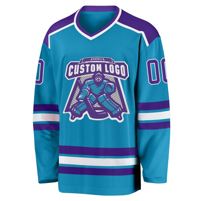 Panther Hockey Jersey Custom Blue Purple White Design - Personalized Team Sports Jersey Custom Panther Blue Purple-White - Image 2
