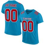 Custom Panther Blue Red White Football Jersey - Authentic Mesh Design Custom Panther Blue Red-White Mesh Authentic Football