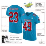 Custom Panther Blue Red White Football Jersey - Authentic Mesh Design Custom Panther Blue Red-White Mesh Authentic Football - Image 2