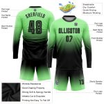 Custom Pea Green Black Soccer Jersey Long Sleeve Fade Fashion Sublimation Uniform Custom Pea Green Black Sublimation Long - Image 3
