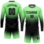 Custom Pea Green Black Soccer Jersey Long Sleeve Fade Fashion Sublimation Uniform Custom Pea Green Black Sublimation Long - Image 2