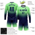 Pea Green Navy Sublimation Long Sleeve Fashion Soccer Uniform Jersey - Custom Design Custom Pea Green Navy Sublimation Long - Image 3
