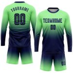 Pea Green Navy Sublimation Long Sleeve Fashion Soccer Uniform Jersey - Custom Design Custom Pea Green Navy Sublimation Long - Image 2