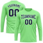 Custom Pea Green Long Sleeve Performance T-Shirt - Navy White Athletic Tee Custom Pea Green Navy-White Long Sleeve Performance - Image 2