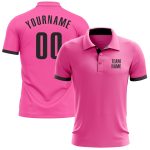 Custom Pink Black Golf Polo Shirt for Performance Wear - Stylish Athletic Apparel Custom Pink Black Performance Golf Polo