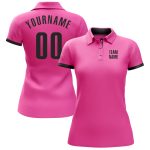 Custom Pink Black Golf Polo Shirt for Performance Wear - Stylish Athletic Apparel Custom Pink Black Performance Golf Polo - Image 2
