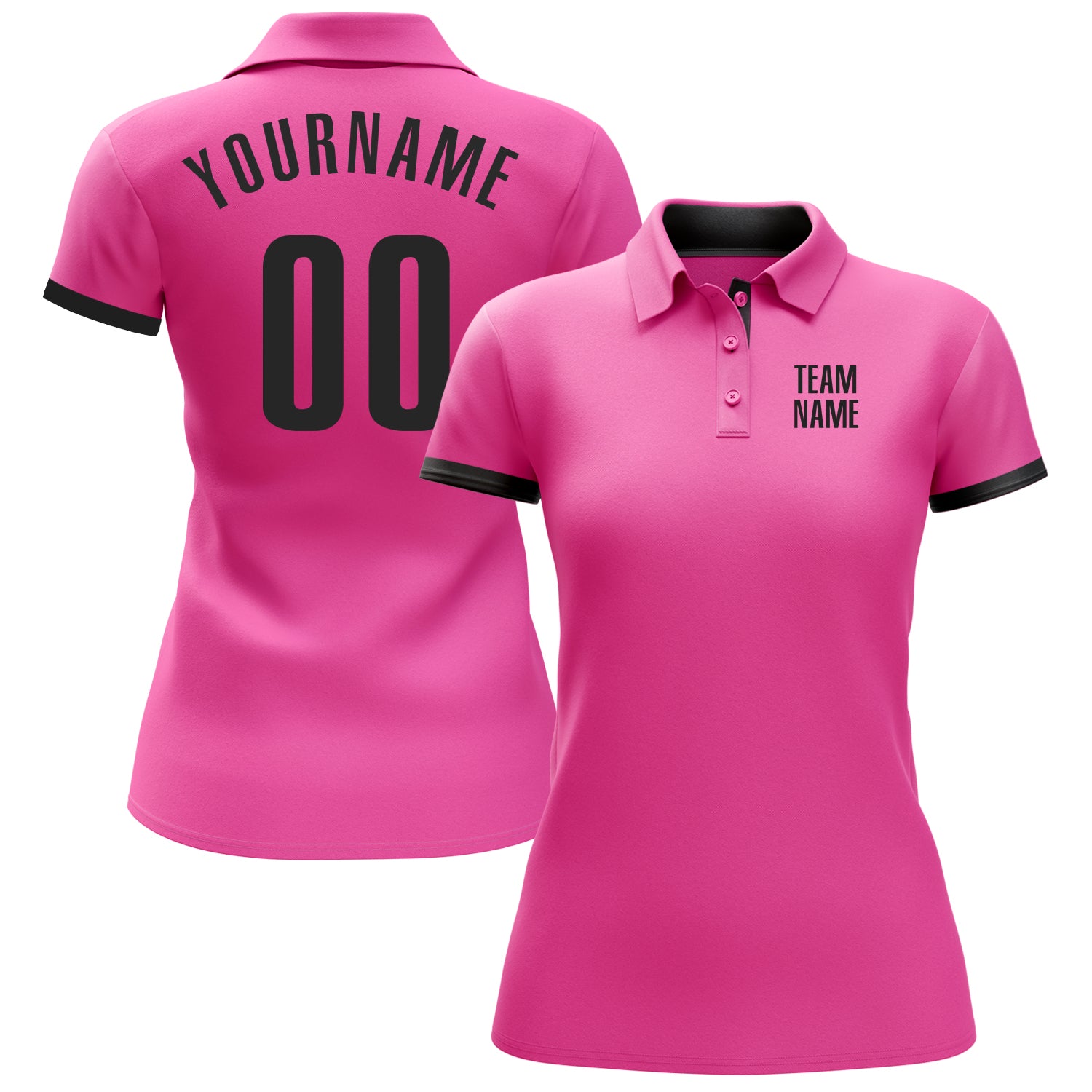 Custom Pink Black Performance Golf Polo Shirt Custom Pink Black Golf Polo Shirt for Performance Wear - Stylish Athletic Apparel Custom Pink Black Performance Golf Polo - Image 2