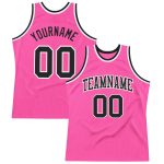 Custom Basketball Jersey Pink Black White Authentic Throwback Design Custom Pink Black-White Authentic Throwback Basketball