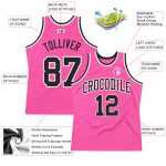 Custom Basketball Jersey Pink Black White Authentic Throwback Design Custom Pink Black-White Authentic Throwback Basketball - Image 2