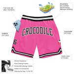 Custom Pink Black White Basketball Shorts Authentic Throwback Style Custom Pink Black-White Authentic Throwback Basketball - Image 2
