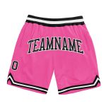 Custom Pink Black White Basketball Shorts Authentic Throwback Style Custom Pink Black-White Authentic Throwback Basketball