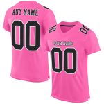 Custom Authentic Football Jersey - Pink Black White Mesh Design Custom Pink Black-White Mesh Authentic Football Jersey