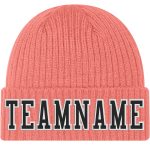Custom Cuffed Knit Hat in Pink Black and White - Stylish Knit Beanie for Warmth and Comfort Custom Pink Black-White Stitched