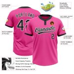 Custom Softball Jersey Unisex Pink Black White Two-Button Style Custom Pink Black-White Two-Button Unisex Softball Jersey - Image 3