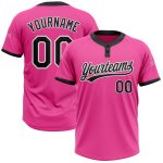 Custom Softball Jersey Unisex Pink Black White Two-Button Style Custom Pink Black-White Two-Button Unisex Softball Jersey