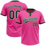 Custom Softball Jersey Unisex Pink Green-White Two-Button Design, Soft Fabric Custom Pink Green-White Two-Button Unisex Softball