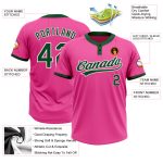 Custom Softball Jersey Unisex Pink Green-White Two-Button Design, Soft Fabric Custom Pink Green-White Two-Button Unisex Softball - Image 3