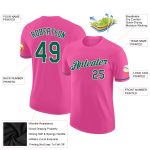 Custom Pink Green White Performance T-Shirt for Men and Women, Breathable Active Tee Custom Pink Kelly Green-White Performance - Image 2