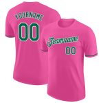 Custom Pink Green White Performance T-Shirt for Men and Women, Breathable Active Tee Custom Pink Kelly Green-White Performance