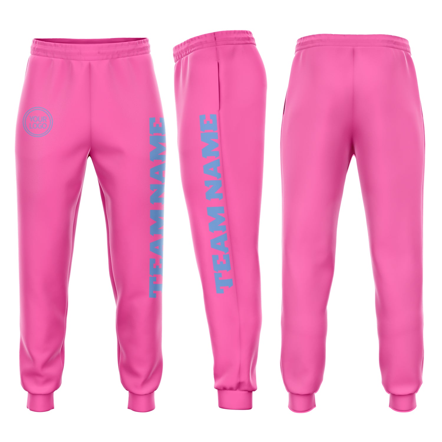 Custom Pink Light Blue Fleece Jogger Sweatpants Custom Fleece Jogger Sweatpants in Pink and Light Blue for Women Custom Pink Light Blue Fleece Jogger Sweatpants - Image 1