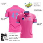 Custom Pink and Light Blue Performance Golf Polo Shirt for Men Women Custom Pink Light Blue Performance Golf Polo Shirt - Image 3