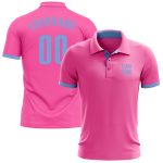 Custom Pink and Light Blue Performance Golf Polo Shirt for Men Women Custom Pink Light Blue Performance Golf Polo Shirt