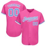 Custom Authentic Baseball Jersey in Pink, Light Blue, and White Custom Pink Light Blue-White Authentic Baseball Jersey