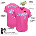 Custom Authentic Baseball Jersey in Pink, Light Blue, and White Custom Pink Light Blue-White Authentic Baseball Jersey - Image 3