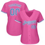 Custom Authentic Baseball Jersey in Pink, Light Blue, and White Custom Pink Light Blue-White Authentic Baseball Jersey - Image 2